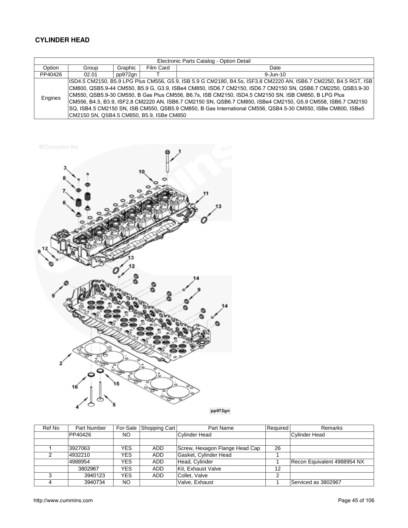 Cummins QSB6.7 CPL426 Engine Parts Catalog - Serial 46958952 PDF - Image 2