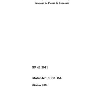 DEUTZ BF 4L 2011 Engine Spare Parts Catalogue - 1011154 Parts Manual PDF