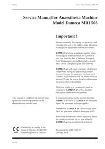 Dameca MRI 508 Anaesthesia Machine Service Manual - PDF Download