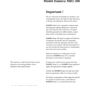 Dameca MRI 508 Anaesthesia Machine Service Manual - PDF Download