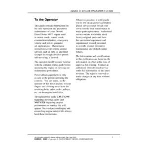 Detroit Diesel Series 40 Operator's Manual – PDF Download