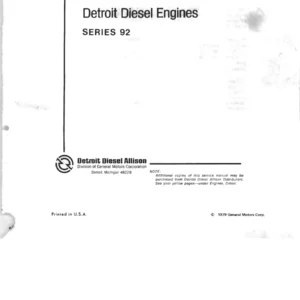 Detroit Diesel Series 92 Service Manual - 6V-92, 8V-92 & 16V-92 Engine Repair PDF