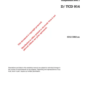 Deutz D 914 and TCD 914 Engine Competence Level 3 Workshop Service Manual
