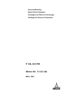 Deutz F 10L 413 FW Spare Parts Catalogue - Engine 9 133 146 PDF