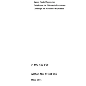 Deutz F 10L 413 FW Spare Parts Catalogue - Engine 9 133 146 PDF