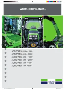 Deutz-Fahr Agrofarm 410 420 430 Workshop Manual - Repair, Diagnostics & Wiring PDF
