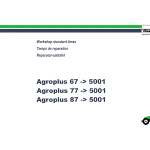 Deutz-Fahr Agroplus 67 77 87 Workshop Standard Times Repair Manual