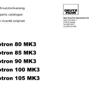 Deutz-Fahr Agrotron 80 85 90 100 105 MK3 Original Parts Catalog 2003 - PDF Download