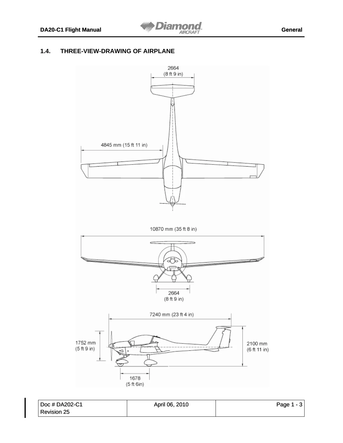 Diamond DA20-C1 Aircraft Flight Manual - Revision 25 (April 2010) - PDF - Image 2