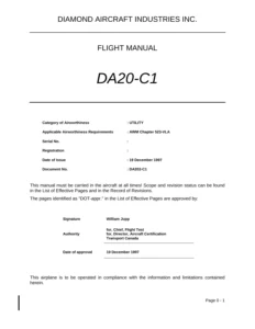 Diamond DA20-C1 Aircraft Flight Manual - Revision 25 (April 2010) - PDF