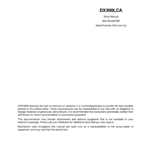 Doosan DX300LCA Excavator Shop Manual 950106-00075E - 2010 PDF Repair Guide