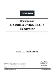 Doosan DX490LC-7 & DX530LC-7 Excavator Shop Manual PDF - Serial 10001 & Up