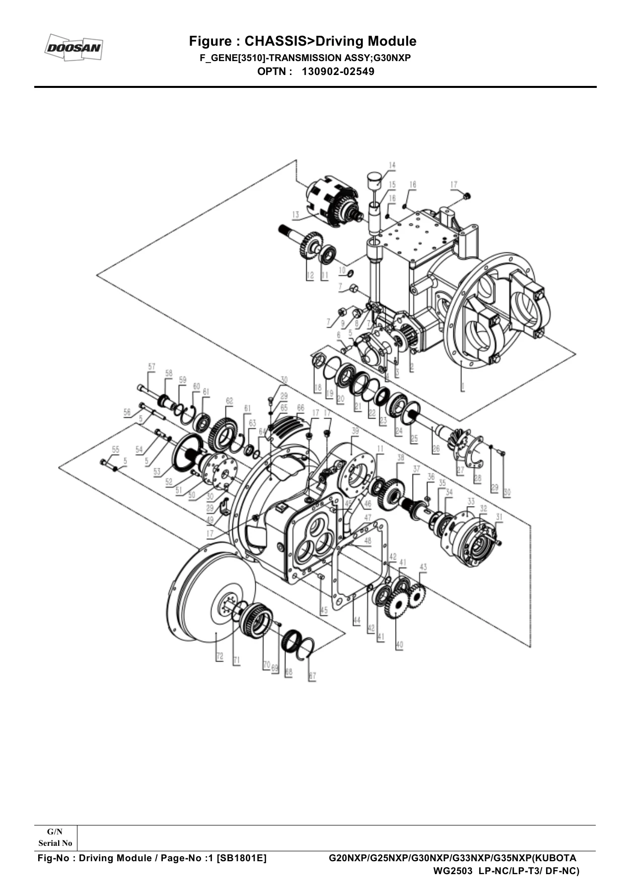Doosan G20NXP-G35NXP Forklift Parts Manual SB1801E - Kubota WG2503 LP-NC / LP-T3 / DF-NC - Image 2