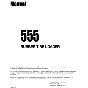 Dresser Komatsu 555 Rubber Tire Loader Shop Manual - SM555 PDF Download