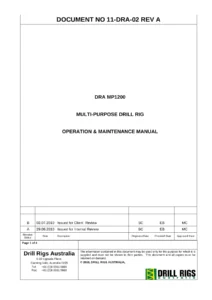 Drill Rigs Australia MP1200 Multi-Purpose Drill Rig Operation and Maintenance Manual 2010
