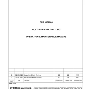 Drill Rigs Australia MP1200 Multi-Purpose Drill Rig Operation and Maintenance Manual 2010