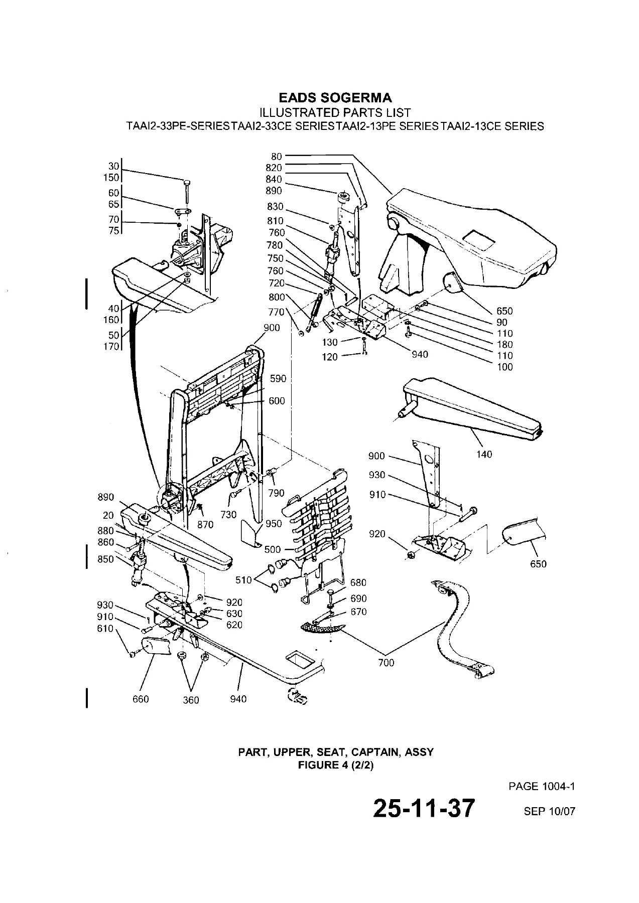 EADS SOGERMA TAAI2 Seat CMM 25-11-37 - Captain & First Officer Component Maintenance Manual with IPL - Image 3