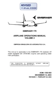 Embraer 170 LR Airplane Operations Manual Volume 2 AOM-1502-002 PDF