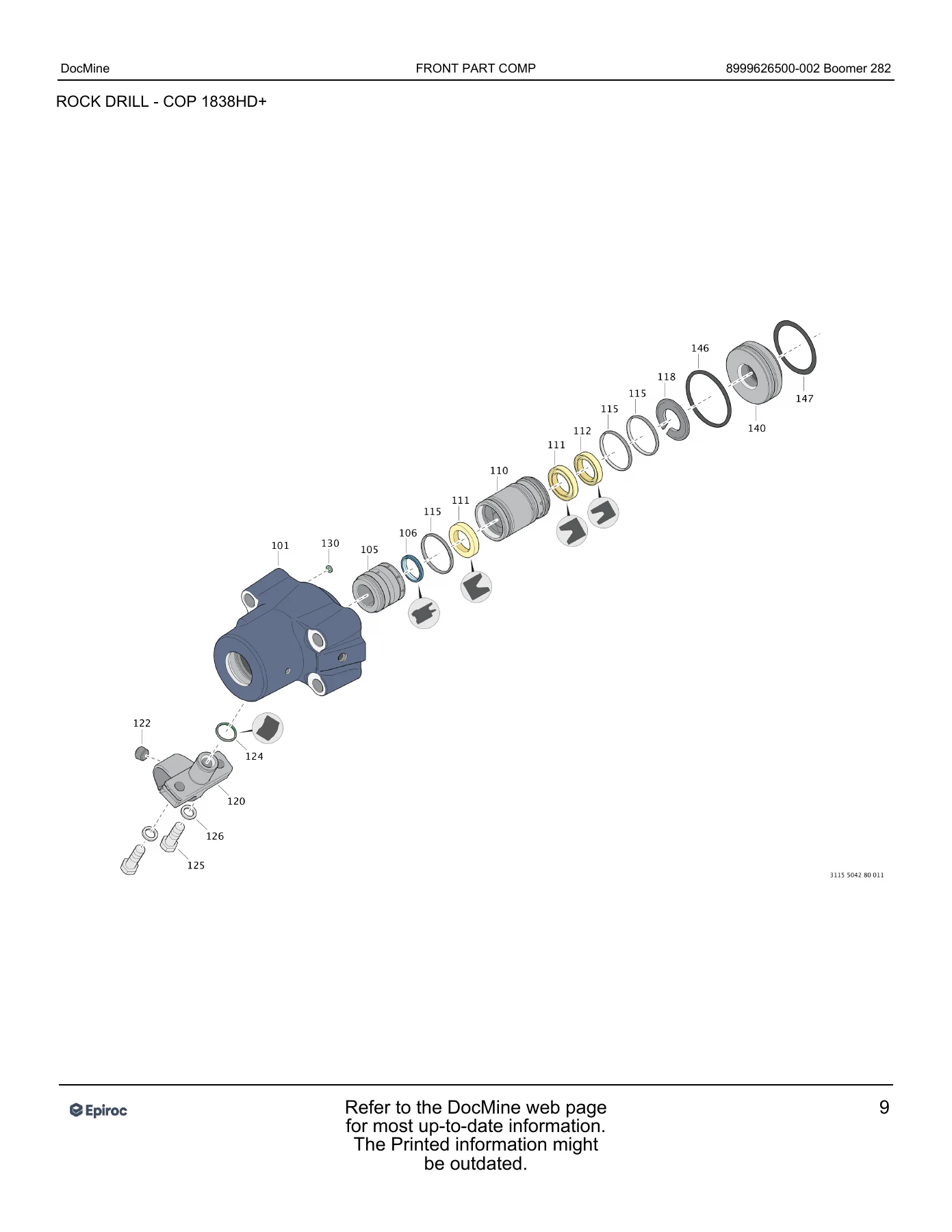Epiroc Boomer 282 Spare Parts Catalog 8999626500-002 - COP 1838HD+ & Carrier Parts Manual - Image 2