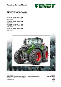 Fendt 1000 Vario S4 Workshop Service Manual 1038 1042 1046 1050 May 2018