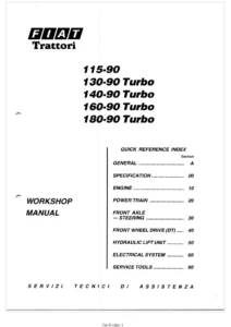 Fiat 115-90, 130-90 Turbo, 140-90 Turbo, 160-90 Turbo & 180-90 Turbo Workshop Manual