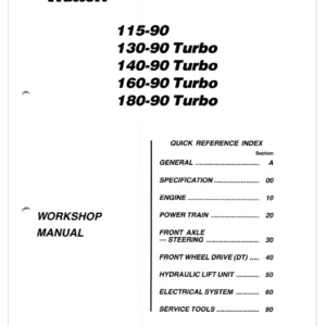 Fiat 115-90, 130-90 Turbo, 140-90 Turbo, 160-90 Turbo & 180-90 Turbo Workshop Manual