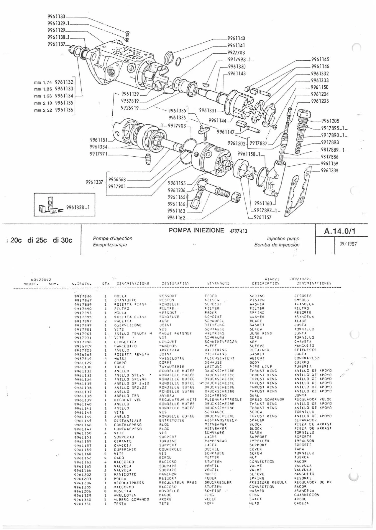 Fiat DI20C DI25C DI30C BI20C BI25C BI30C Forklift Parts Catalogue 604.22.042 PDF - Image 2