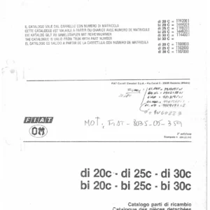 Fiat DI20C DI25C DI30C BI20C BI25C BI30C Forklift Parts Catalogue 604.22.042 PDF