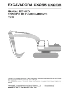 Fiat Kobelco EX255 EX285 Tier 2 - Manual Técnico y de Reparación en Español (PDF)