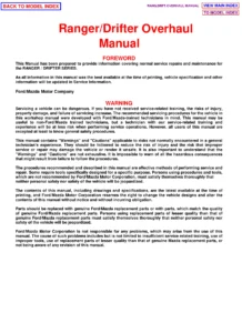Ford Ranger Mazda Drifter 1999 Overhaul Manual Supplement - Engine, Transmission & Transfer Repair PDF