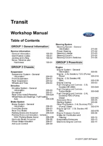 Ford Transit 2007.50 Workshop Manual - Complete Service & Repair Guide