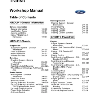 Ford Transit 2007.50 Workshop Manual - Complete Service & Repair Guide