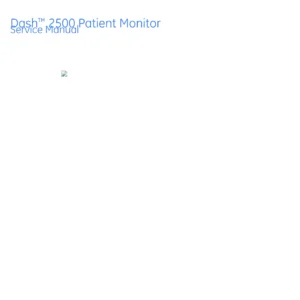 GE Healthcare Dash 2500 Patient Monitor Service Manual PDF