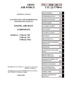 GE T700-GE-700, T700-GE-701, T700-GE-701C Turboshaft Engine Aviation Unit and Intermediate Maintenance Manual (TM 1-2840-248-23 / T.O. 2J-T700-6)