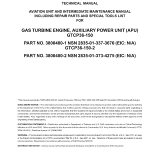 GTCP36-150 and GTCP36-150-2 APU Aviation Unit Intermediate Maintenance Manual TM 1-2835-209-23&P 2008