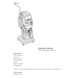 Gambro AK 96 Dialysis Machine Operator's Manual - Program Version 3.xx (October 2009)
