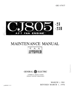 General Electric CJ805-23 & CJ805-23B Aft Fan Engine Maintenance Manual - GE Jet Engine Service & Repair Guide (PDF)