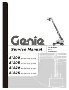 Genie S-100 S-105 S-120 S-125 Boom Lift Service Manual - Part No. 62401 Rev A4