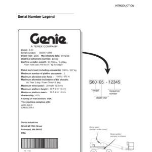 Genie S-60 S-65 S-60 HC Service Manual - Repair, Maintenance & Fault Codes