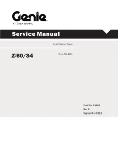 Genie Z-60/34 Boom Lift Service Manual - Part No. 75861 Rev E