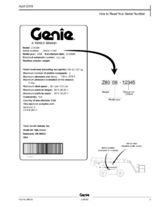Genie Z-80/60 Parts Manual 88618 Rev G2 - PDF Download