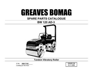 Greaves Bomag BW 120 AD-3 Tandem Vibratory Roller Spare Parts Catalogue 2008