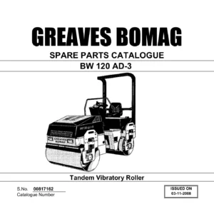 Greaves Bomag BW 120 AD-3 Tandem Vibratory Roller Spare Parts Catalogue 2008