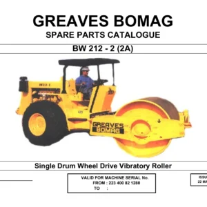 Greaves Bomag BW 212-2 (2A) Single Drum Vibratory Roller Spare Parts Catalogue - PDF