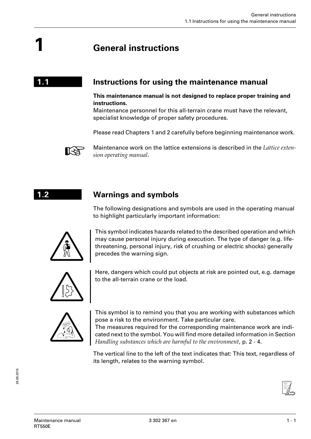 Grove RT550E All-Terrain Crane Maintenance Manual - 3 302 367 en (2015) - PDF - Image 2