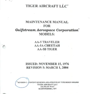 Grumman American AA-5 AA-5A AA-5B Maintenance Manual - Traveler Cheetah Tiger PDF