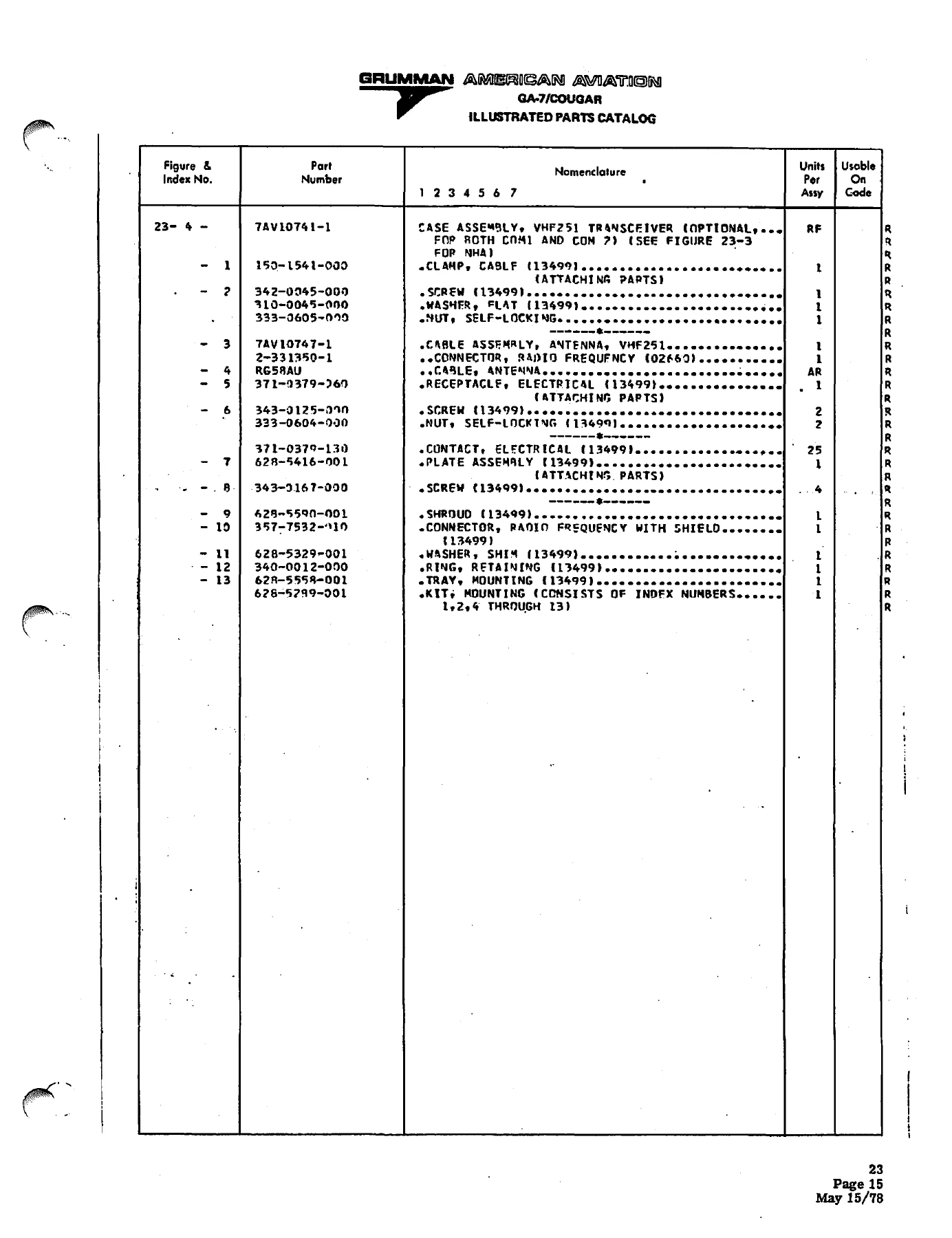 Grumman American GA-7 Cougar Illustrated Parts Catalog - Image 3