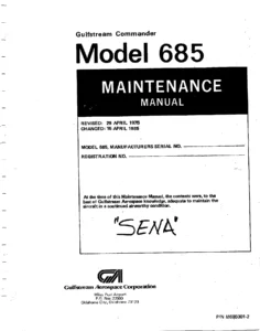 Gulfstream Commander Model 685 Maintenance Manual 1975-1985 PDF Download