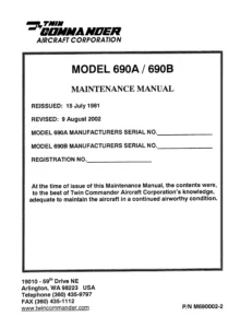 Gulfstream Twin Commander 690A & 690B Maintenance Manual - ATP Edition 2002 - PDF