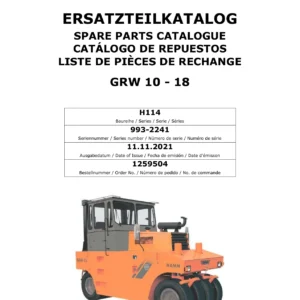 HAMM GRW 10 - 18 H114 2021 Spare Parts Catalogue PDF - 1259504